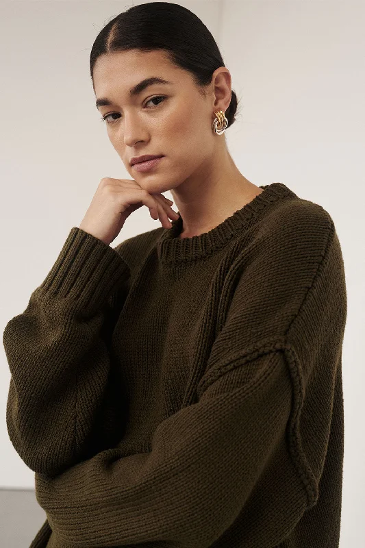 ROY OLIVE LONGLINE KNIT JUMPER