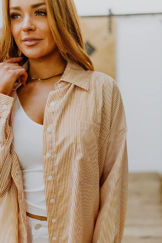 Zenana Easy On The Eyes Striped Button Up