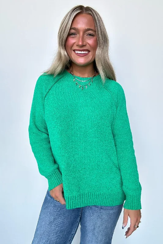 Chenille Raglan Sweater Green