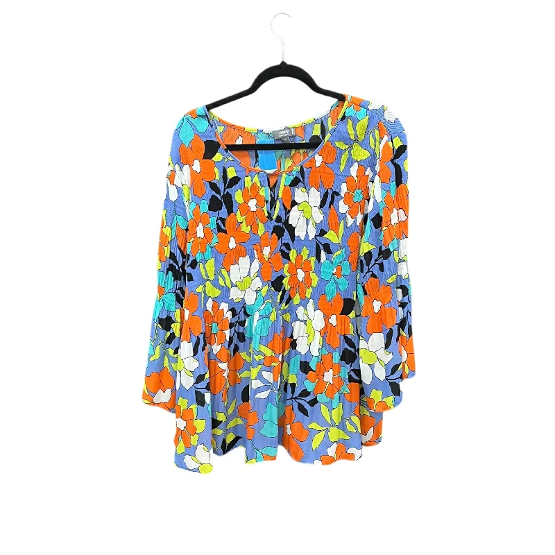 Top Long Sleeve By Ninety Woman In Floral Print, Size: 3x