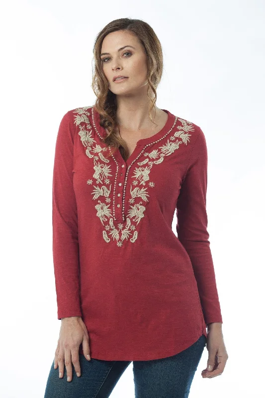 Red Top for Women | JOLINE - Tunic Red