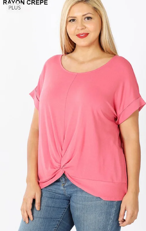 Plus Size Desert Rose Knot Front Top