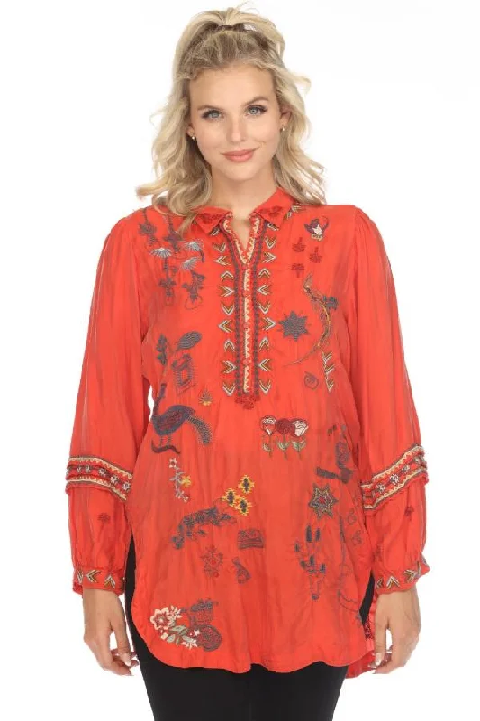 Johnny Was Biya Aggie Embroidered Tunic Top B23723B9 Boho Chic