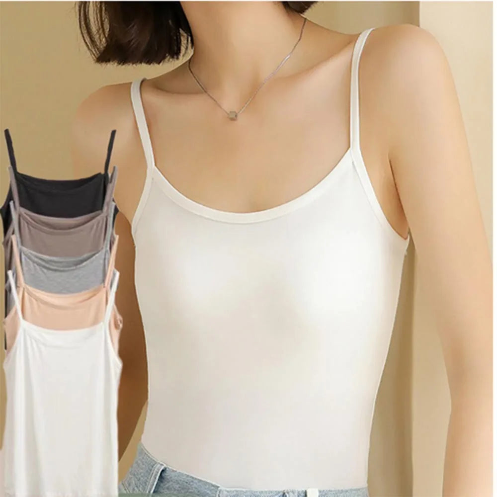 Women Breathable Crop Top Girl Sexy Strap Cotton Sleeveless Thin Camisole Vest All-match Lingerie Solid T-shirt