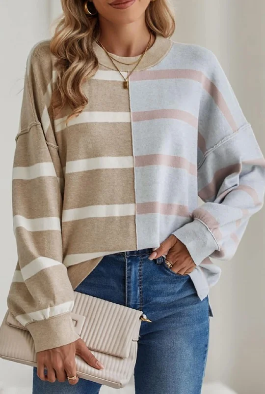 Beige & Grey Ansley Stripe Sweater