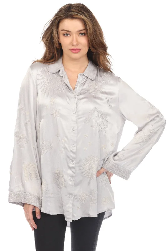 Johnny Was Workshop Estrella Kimono Sleeve Oversized Shirt Boho Chic W16623 *