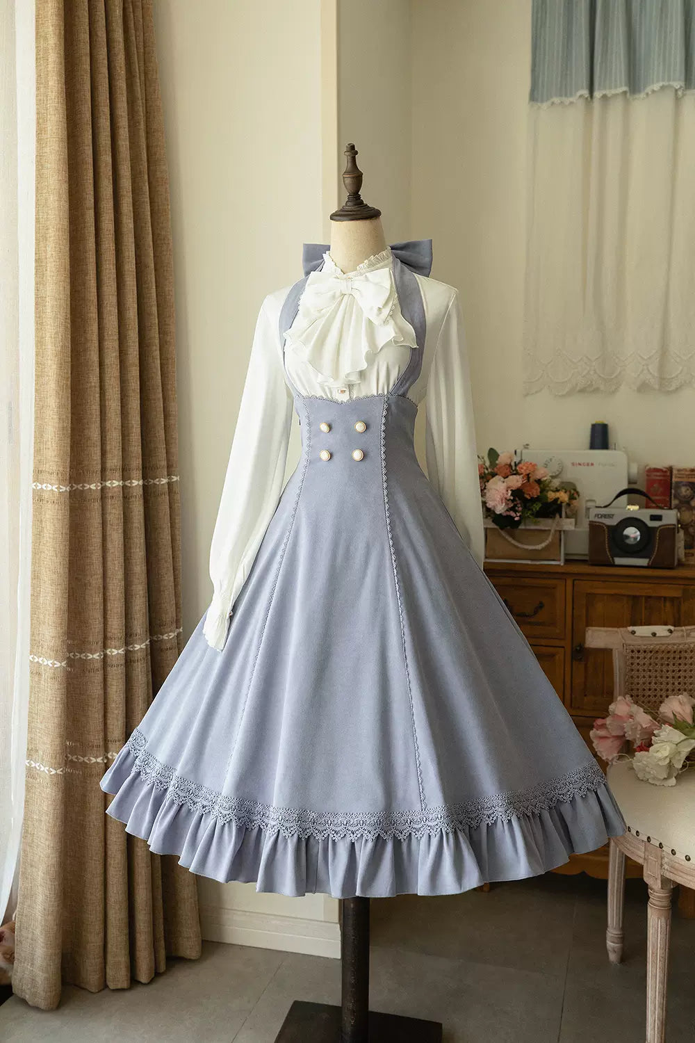 light blue brushed fabric JSK