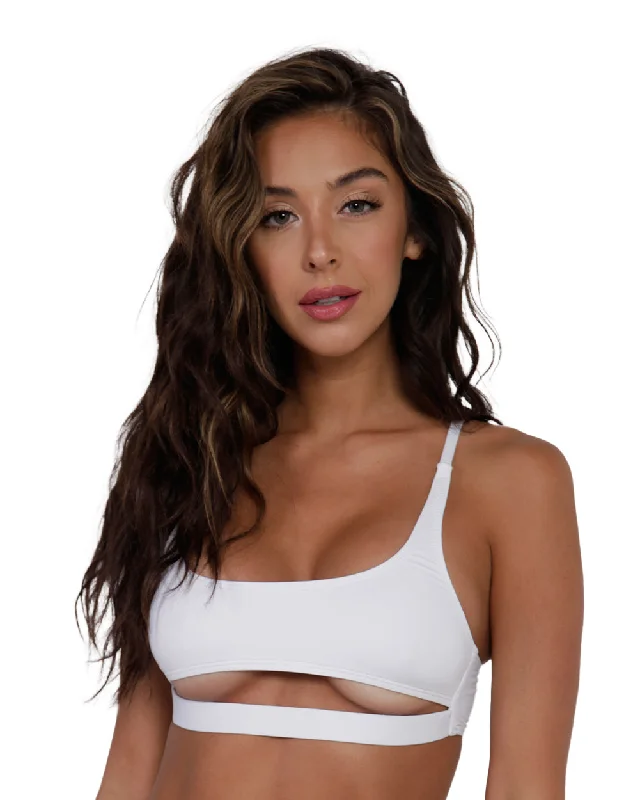 Recycled Fabric Malibu BB Cutout Crop Top - White