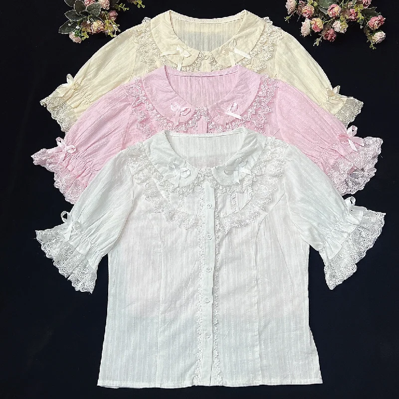 (BuyformeDMFS Lolita ~Summer Short Sleeve Cotton Lolita Blouse