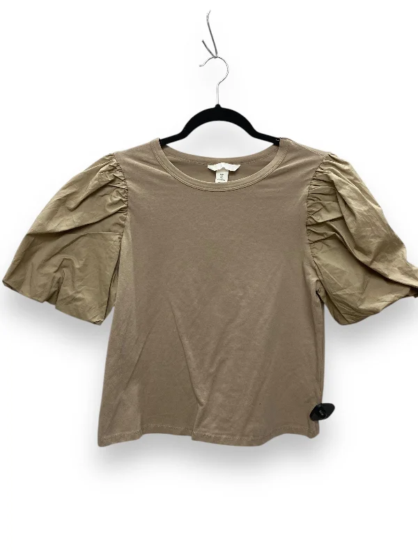 Top Short Sleeve By H&m In Tan, Size: L