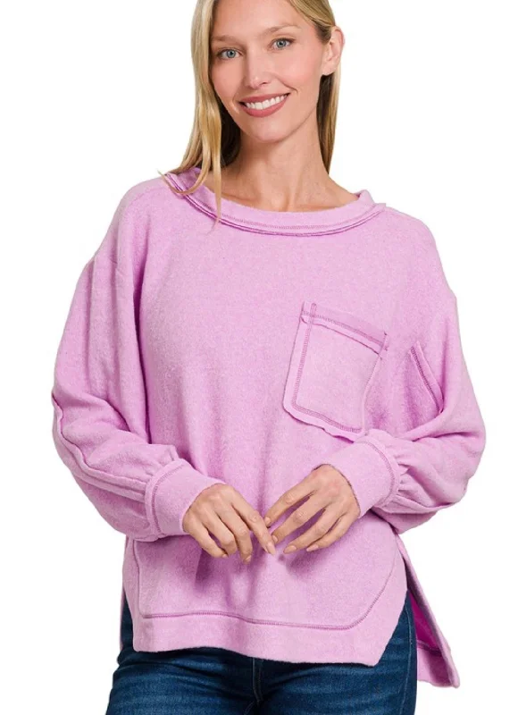 Brushed Soft Pocket Sweater Mauve