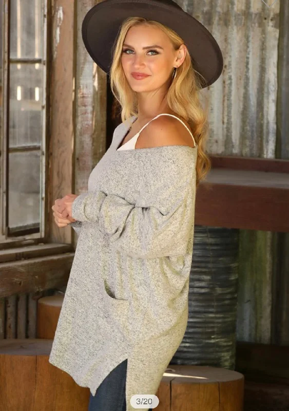 Heather Gray V Neck Tunic Top