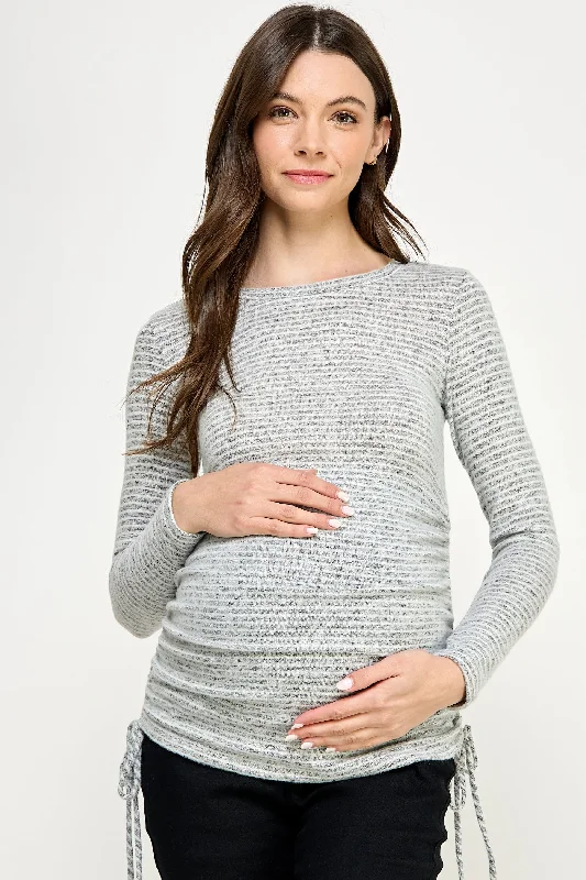 Stripe Adjustable Drawstring Maternity Shirts