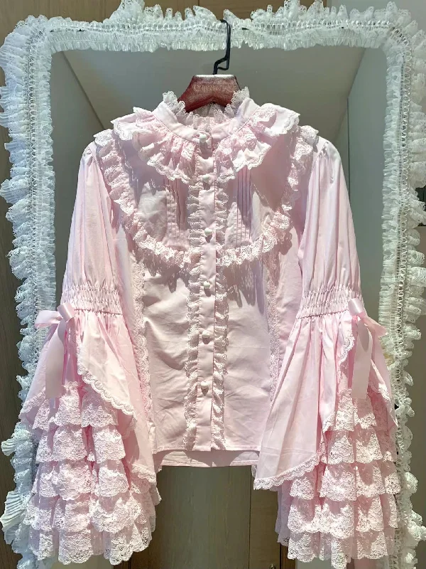 (BFM)Plum Tree~Liliya's Secrets~Cotton Lolita Shirt Princess Sleeve Gorgeous Lolita Blouse