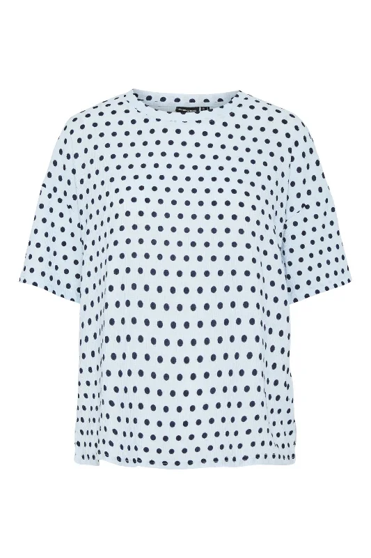 Pieces - Pcluna Ss Oversize Tee Sa - 4494488 Nantucket Breeze Dots