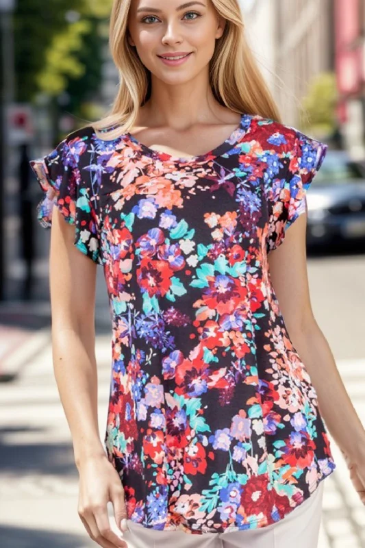 Heimish Ruffle Sleeve Floral Top