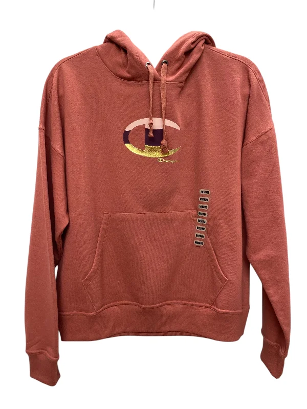 Sweatshirt Hoodie By Champion In Pink, Size: M