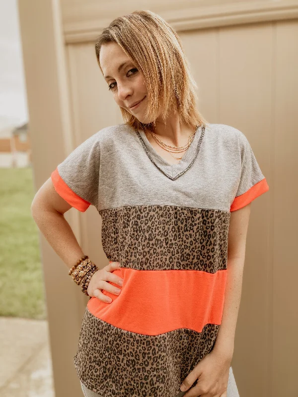 Shaded Printed Colorblock Top