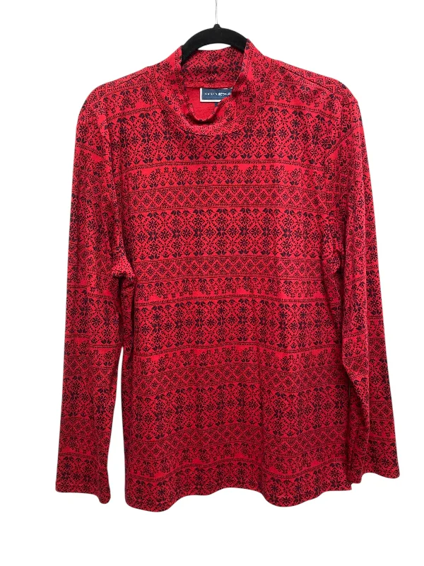 Top Long Sleeve By Karen Scott In Red, Size: Xl