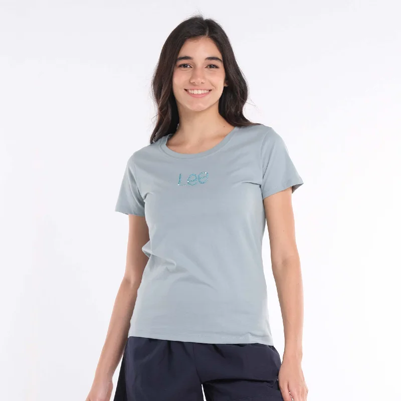 LEE LADIES ROUND NECK TEE WITH RHINESTONE-DESIGNED LOGO