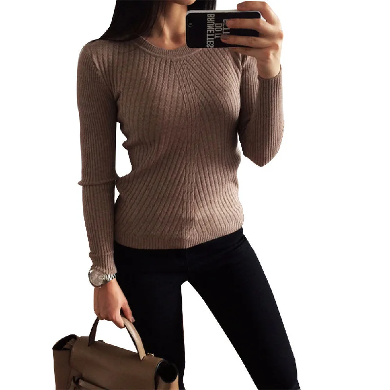 Colorful Apparel Womens Autumn Winter Cashmere Blended Sweater O-Neck Pullovers Long Sleeve Jumpers Women's Knitted Sweaters