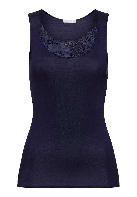 Anne Cotton Round Neck Tank Top | Evening Blue 70932-2621