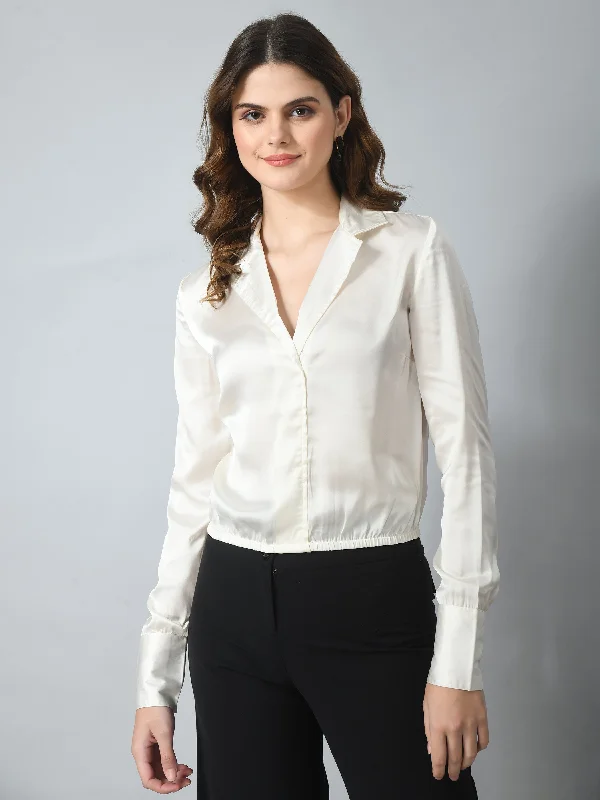 SMERA MART Satin Full Sleeve Semi Formal Tops for Women