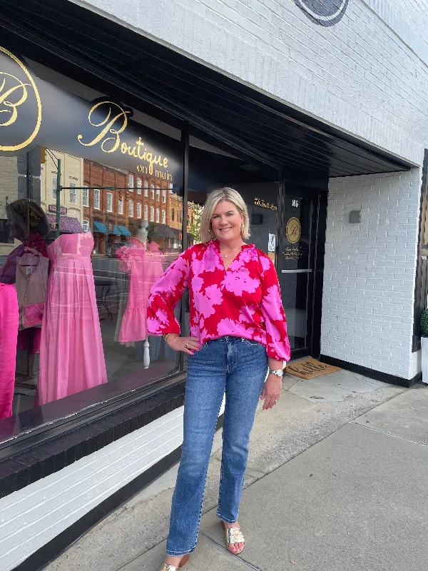 Silk Red and Pink Blouse