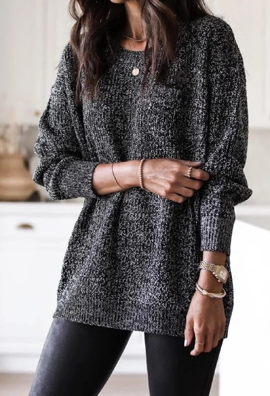 Black Heather Two Tone Sweater