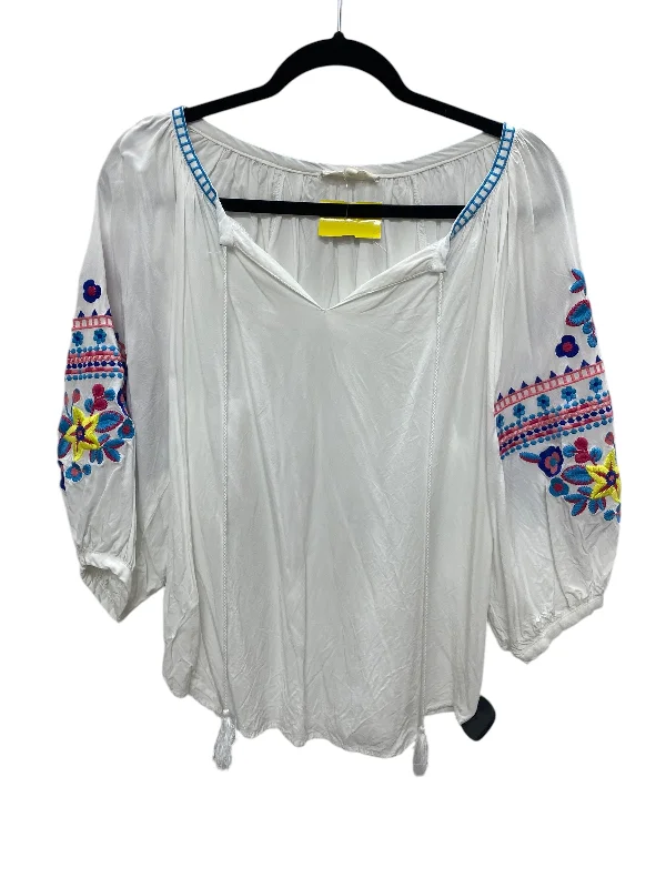 Top Long Sleeve By Solitaire In White, Size: S