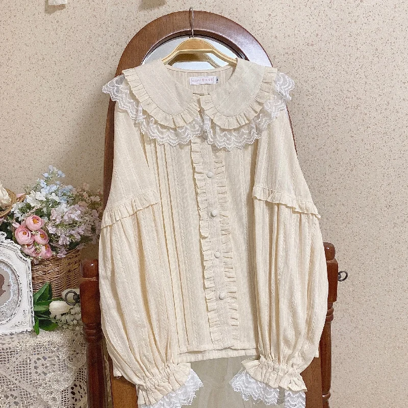 MIST~Cream Sweetheart~Kawaii Lolita Long-sleeve Blouse Multicolors