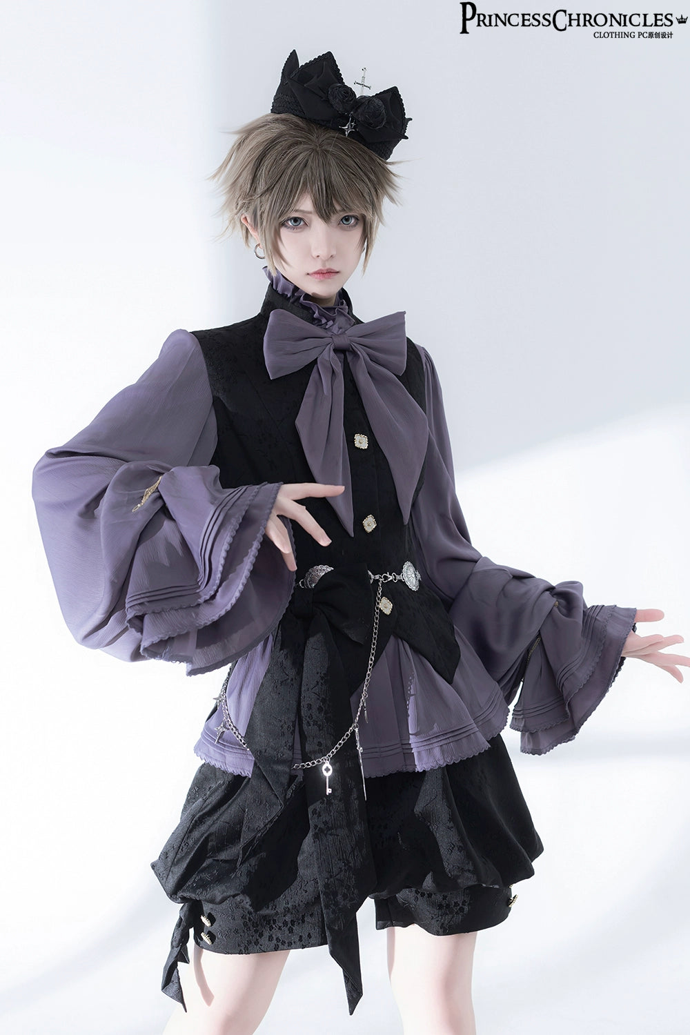 Princess Chronicles~Rabbit Hunt 2.0~Ouji Lolita Retro Cool Purple Shirt Shorts Set