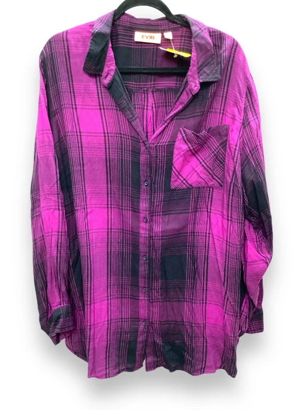 Top Long Sleeve By Evri In Purple, Size: 3x