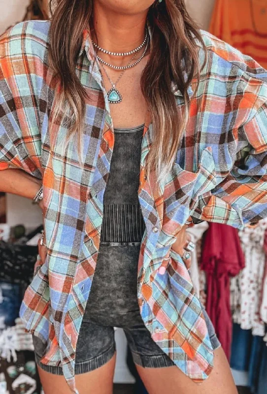 Tennessee Blue Rust Plaid Button Down