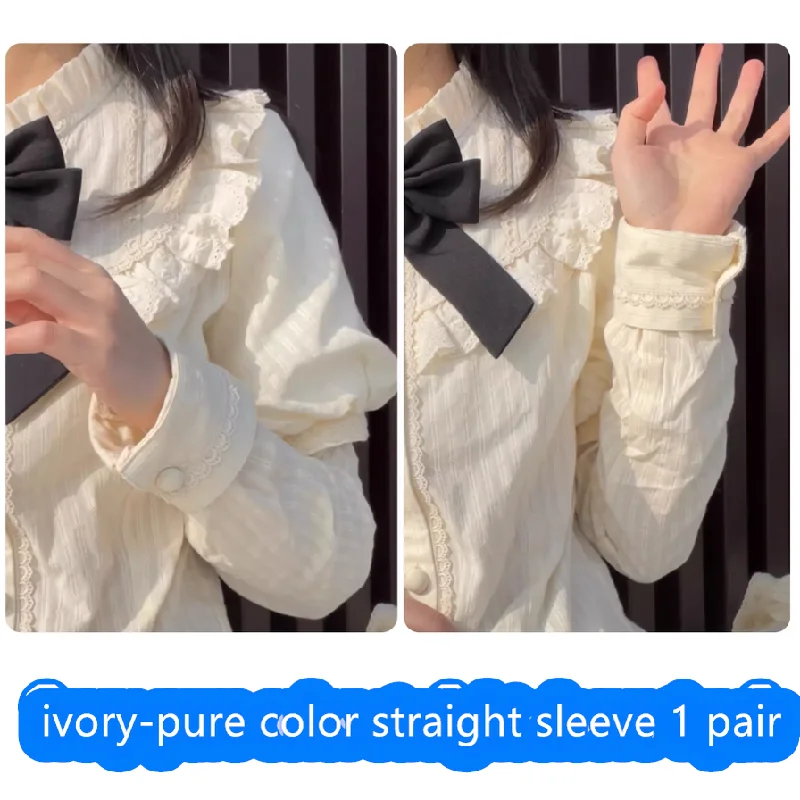 ivory-pure color straight sleeve 1 pair