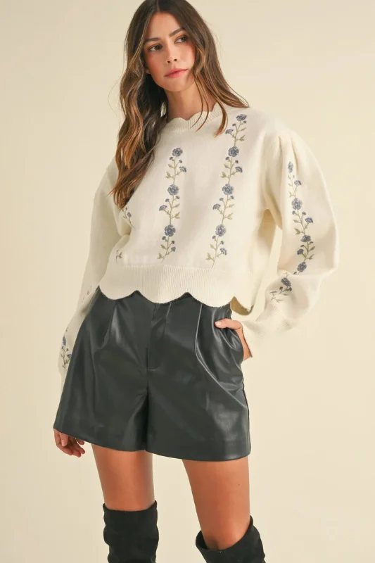 Ivory Scalloped Sweater