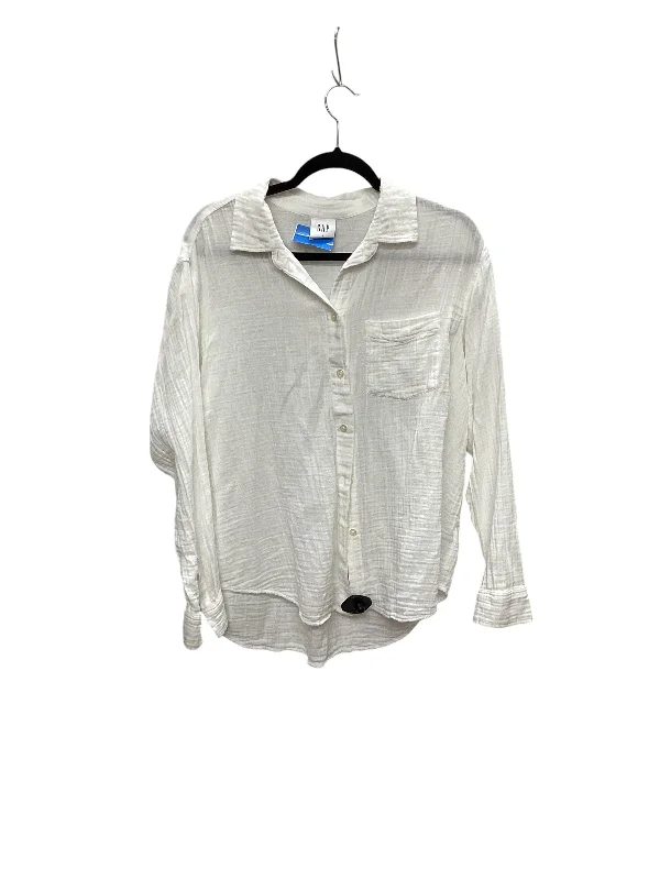 Top Long Sleeve By Gap In White, Size: M