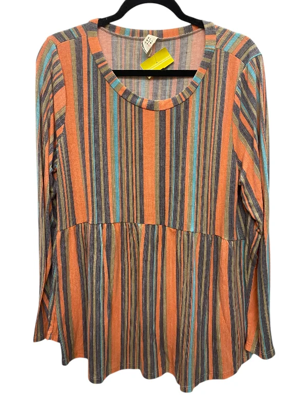 Top Long Sleeve Basic By Flamingo Urban In Striped Pattern, Size: M