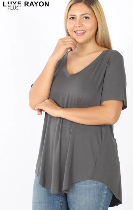 Plus Size Grey High Low Top