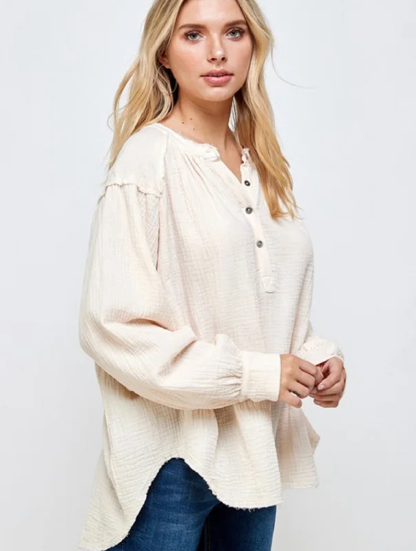 Gauze High Low Pullover