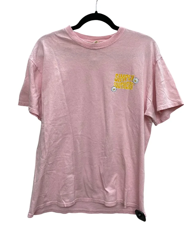 Top Short Sleeve Basic By Simply Southern In Pink, Size: L