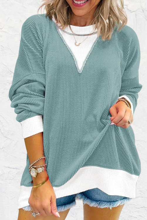 Leslie Corded Color Block Top Mint