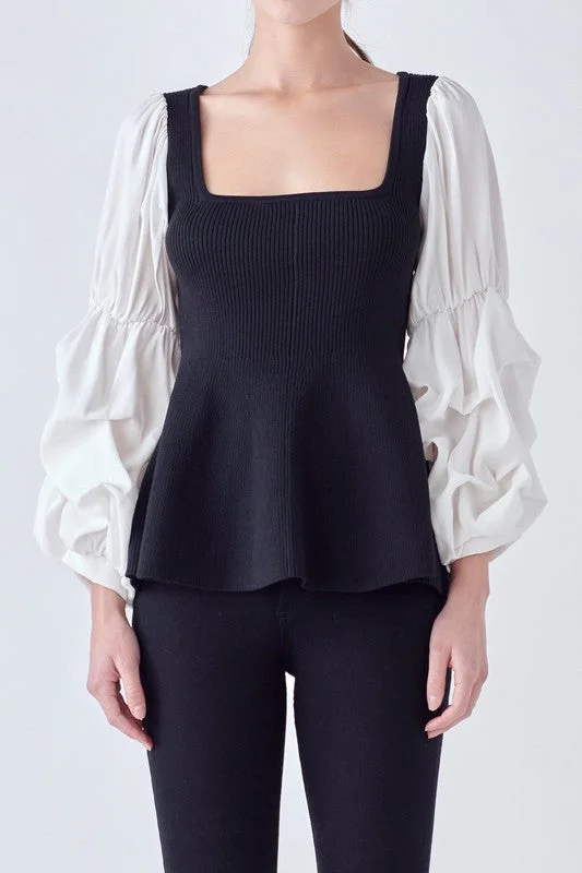 Blended Texture Ribbed Top