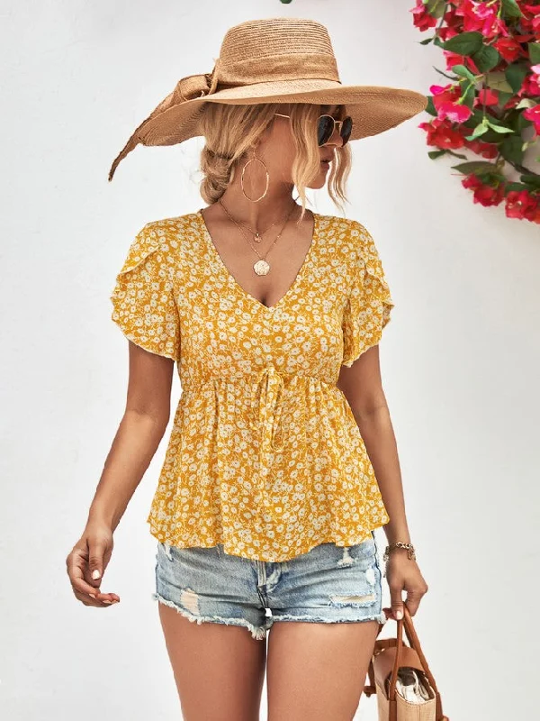 Lemon Petal Short Sleeve Top