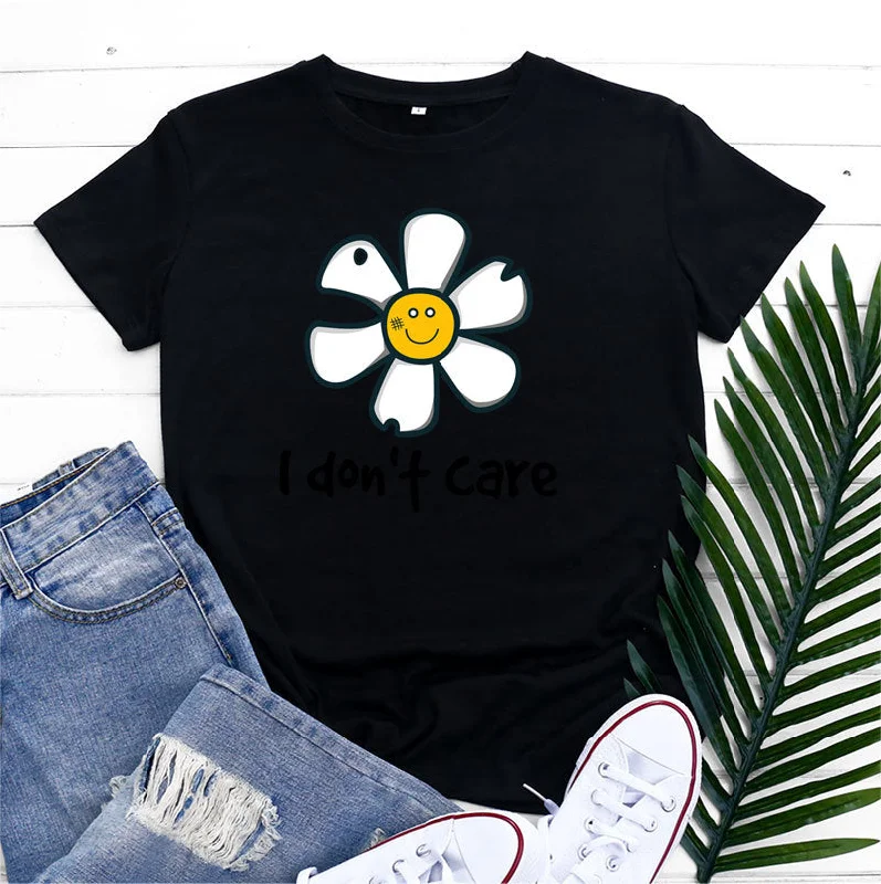 Sunflower Print Short Sleeve Summer Wholesale T-shirts