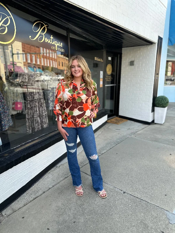 Pumpkin Spice Long Sleeve Blouse