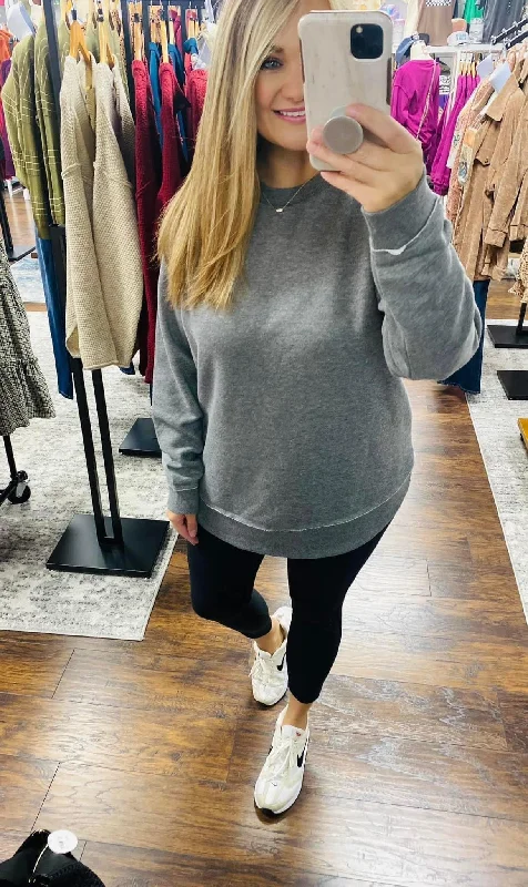 Weekend Fleece Casual Sweatshirt Grey