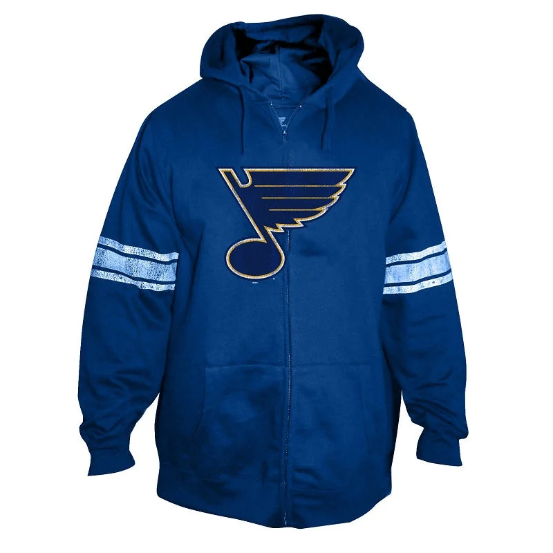 ST. LOUIS BLUES LADIES STRIPED FULL-ZIP HOODIE - ROYAL