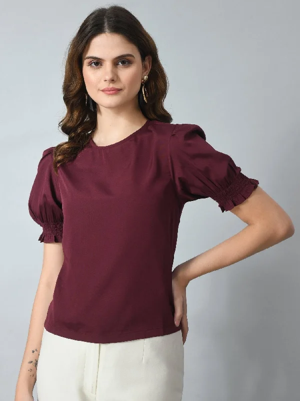 SMERA MART Women's Half Puff Sleeve Casual Top