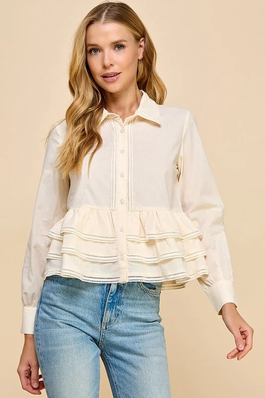 Peplum Button-Up Blouse